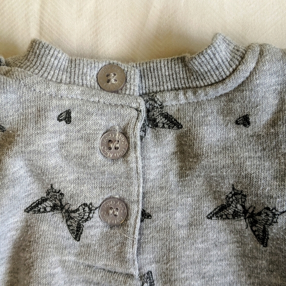 M.I.D. butterfly print heather gray sweatshirt dress tunic 6 months - Picture 6 of 7